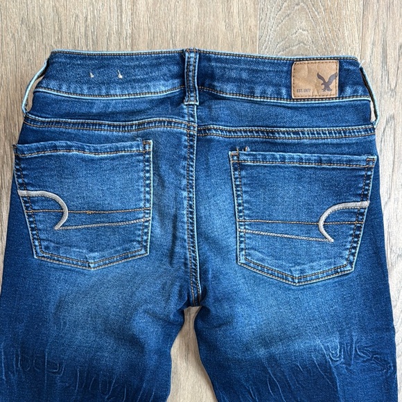 EUC American Eagle Outfitters Blue Jeggings with Tapered Fit Size 0 - Picture 6 of 6